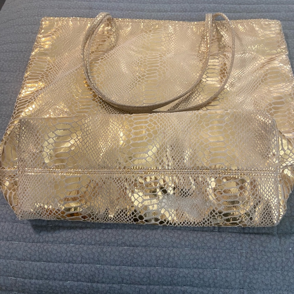 Carlos Falchi Metallic Gold Tote